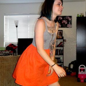 Xhilaration Grey & Orange Cotton Dress XS